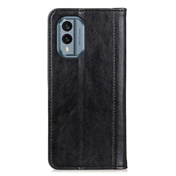 Äkta läder Nokia X30 fodral med magnetisk stängning Svart