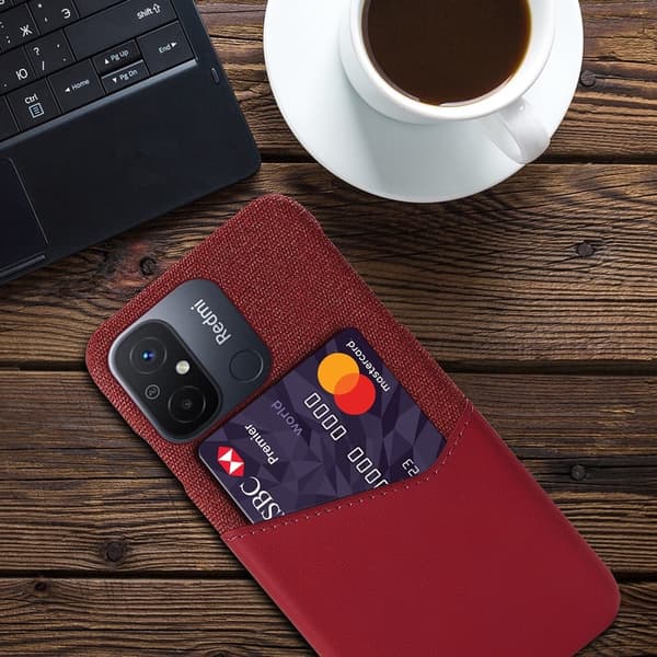 Bofink Xiaomi Redmi 12C Kredittkort Deksel - Rød Red