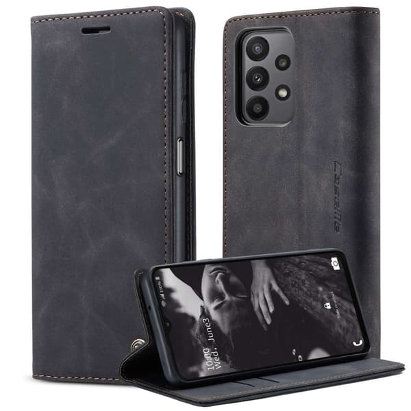 CaseMe Samsung Galaxy A23 vintage etui - Sort Black