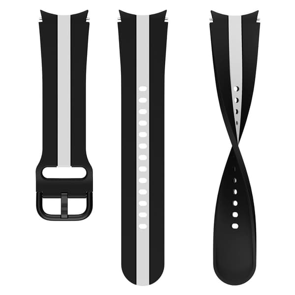 Cool silikoneurrem i linjedesign til Samsung Galaxy Watch 4 - Sort / Hvid Black
