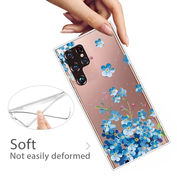 Deco Samsung Galaxy S22 Ultra skal - Blå Blommor Blå