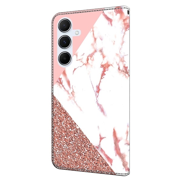 Samsung Galaxy S24 FE Plånboksfodral Mönster Tryck Stativ Läder Flip Telefonskal - Triangulär Marmor Rosa