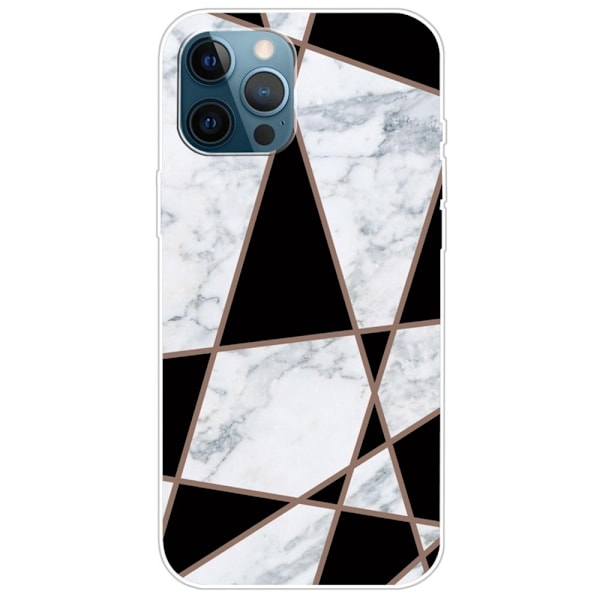 Marmordesign iPhone 14 Pro Max deksel - Svart Og Hvit Marmor Black