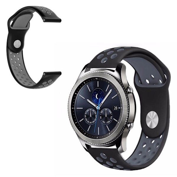 Garmin Forerunner 245 Music kaksivärinen silikonikellonauha - Musta / Vaalean Harmaa Black