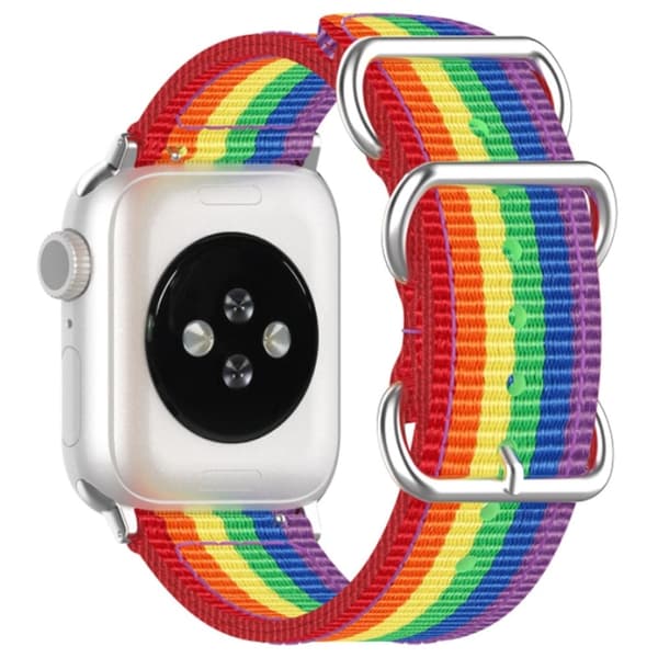 Apple Watch (41mm) urrem med tre løkker og striber - Regnbue Multicolor