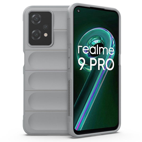 Mjukt greppformat Realme 9 Pro skal - Silver/Grå Silvergrå