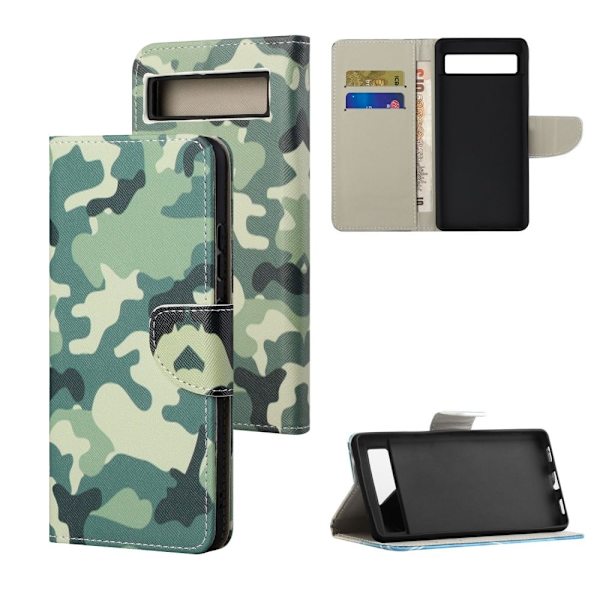 Wonderland Google Pixel 8A flip etui - Camouflage Green