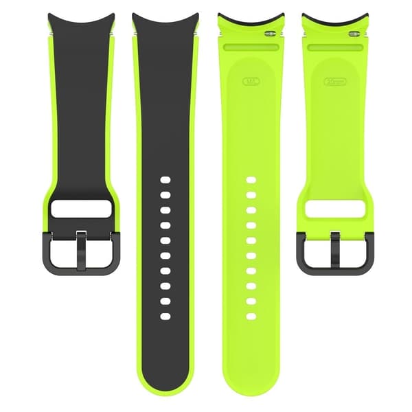 Samsung Galaxy Watch 5 / 4 / 3 dobbeltfarvet silikone urrem - Sort / Lime Green