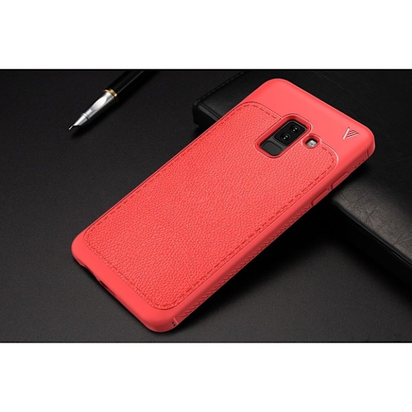 IVSO Gentry Series Samsung Galaxy A6 Plus mobiletui i kunstlæder med Litchi overflade - Rød Red