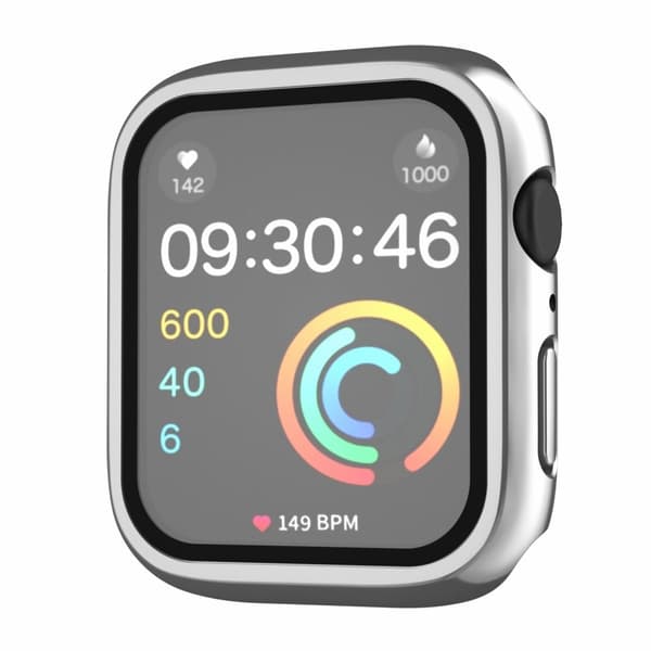 Apple Watch SE 2022 (44mm) / SE / 6 / 5 / 4 protective cover with tempered glass - Silver Silvergrå