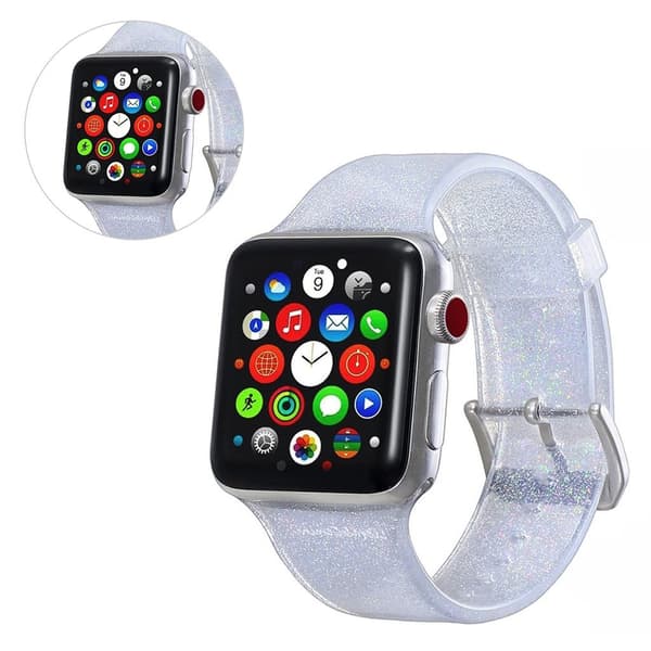 Apple Watch Series 5 / 4 40mm flash pulver silikon armbånd - Sølv Silver grey