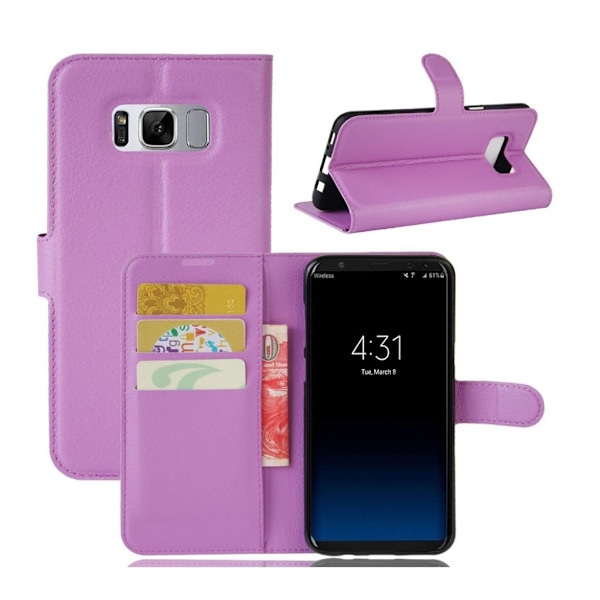 Samsung Galaxy S8+ lychee textur läderfodral - Lila Lila