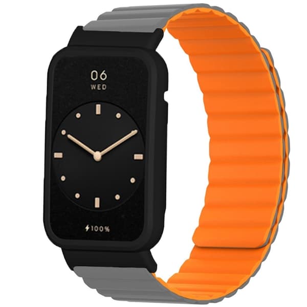 Xiaomi Mi Band 7 Pro silikoneurrem med cover - Grå / Orange Silver grey