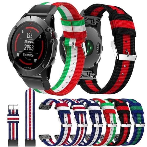 Garmin Venu nylonkellonauha - Musta / Punainen / Sininen Black