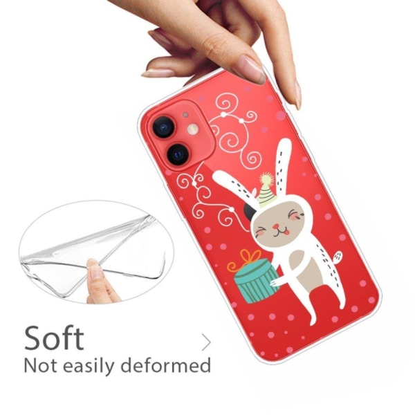 Christmas iPhone 12 Mini case - Bunny with Present White