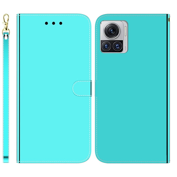 Mirror Motorola Edge 30 Ultra / X30 Pro Flip Etui - Cyan Green