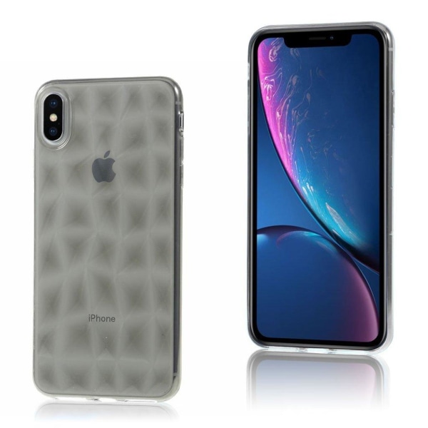 iPhone Xs Max mjukt silikonplast mobilskal med 3D diamant textur Silvergrå