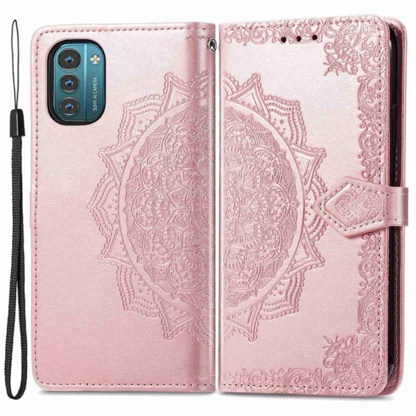 Mandala Nokia G11 / G21 Flippetui - Rose Gull Pink