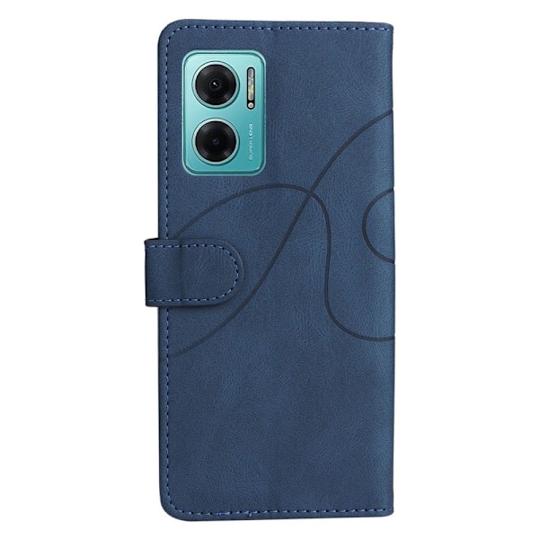 Texturerat läder Xiaomi Redmi Note 11E / Xiaomi Redmi Note 10 5G / Xiaomi Redmi 10 Prime Plus 5G fodral med handledsband - Blå Blå
