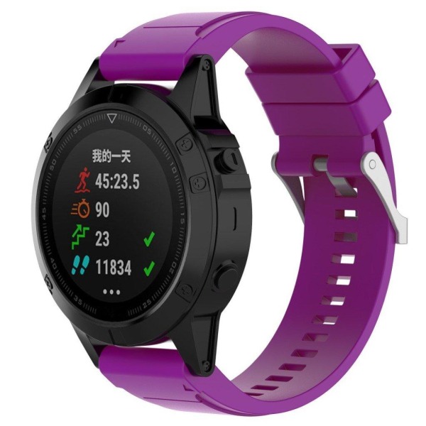 Garmin Fenix 5X Urrem i bløde silikone - Lilla Purple