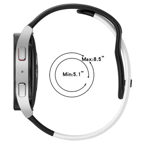 20 mm universal silikonerem i to farver - Sort / Grå Silver grey