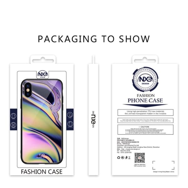 NXE iPhone Xs Max härdat glasfodral med ljusmönster - Stil A multifärg