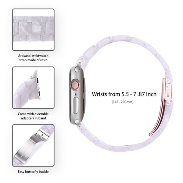 Apple Watch SE 2022 (40mm) 3 helmen hartsityylinen kelloranneke kirkkaalla suojuksella - Valkoinen Mix White