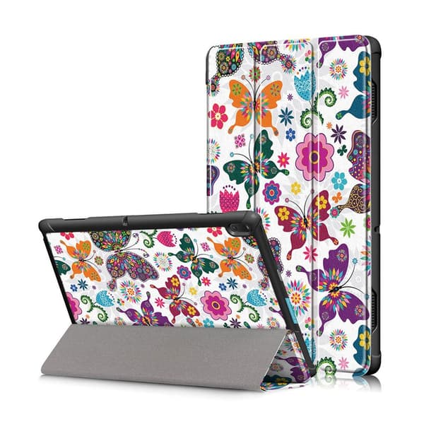 Lenovo Tab E10 mønstret læder flip etui - Flotte Sommerfugle Multicolor