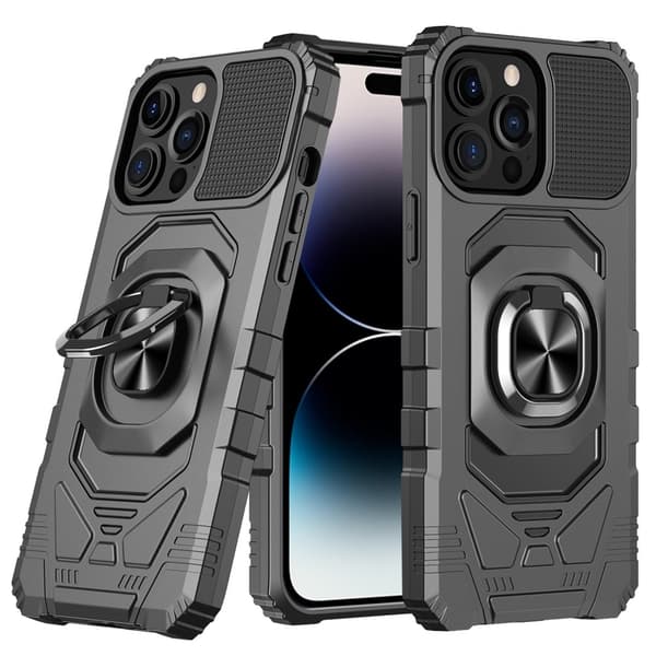 Bulksourcing Back Shell iPhone 14 Pro Max, Kickstand Design Bumpresistent og Flexible Hybrid Phone Case Air Cushions Cover - Sort Black
