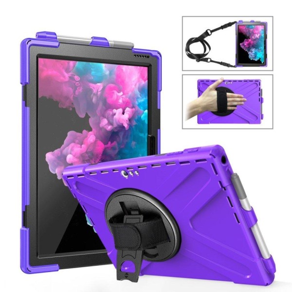 Microsoft Surface Pro 6 X-Shape kombo suojakotelo - Violetti Purple
