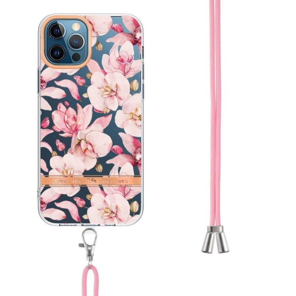 Slim and durable softcover with lanyard for iPhone 12 Pro Max - Pink