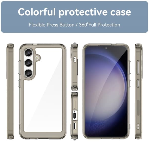 Samsung Galaxy S24 Plus älykäs akryylikansi - Läpinäkyvä Harmaa Silver grey