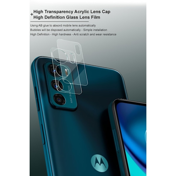 IMAK kameraskydd i glas med linsskydd i akryl för Motorola Moto G42 Transparent