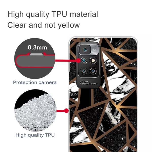 Marble Xiaomi Redmi 10 Prime / Redmi 10 Etui - Black Tile Fragmenter Multicolor