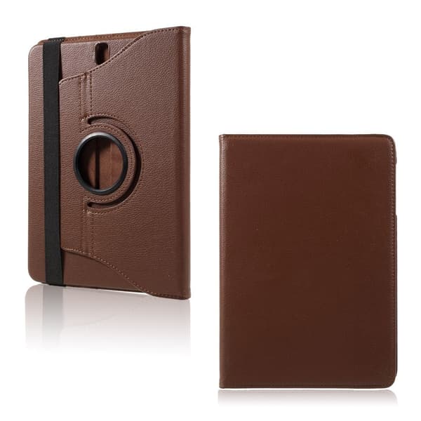 Samsung Galaxy Tab S3 Litchi Tekstur Roterende PU Lær Etui - Brun Brown
