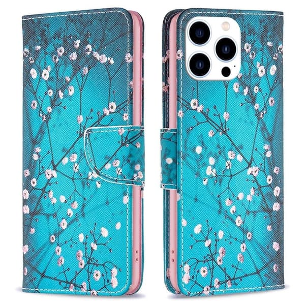 Wonderland iPhone 14 Pro flip etui - Blommeblomst Blue