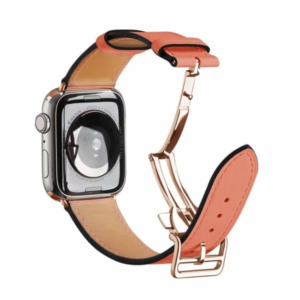 äkta läder rosa guld spänne klockarmband för Apple Watch Series Brun