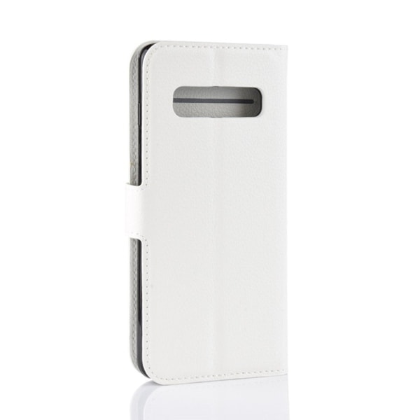 Samsung Galaxy S10 Plus litchi skin læder flip etui - Hvid White
