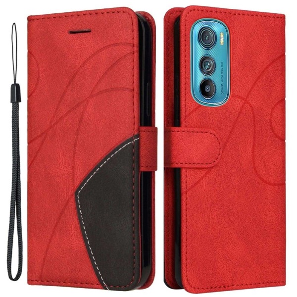 Textured leather case with strap for Motorola Edge 30 - Red Red