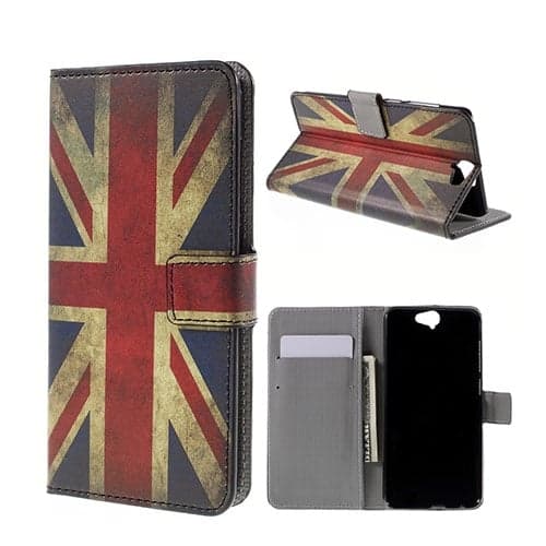 Moberg HTC One A9 Lær Etui - Vintage UK Flagget Multicolor