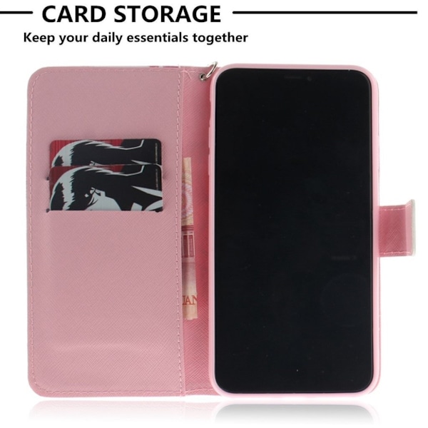 iPhone Xs Max magnetisk flip etui med mønster - Levende Blomster Multicolor