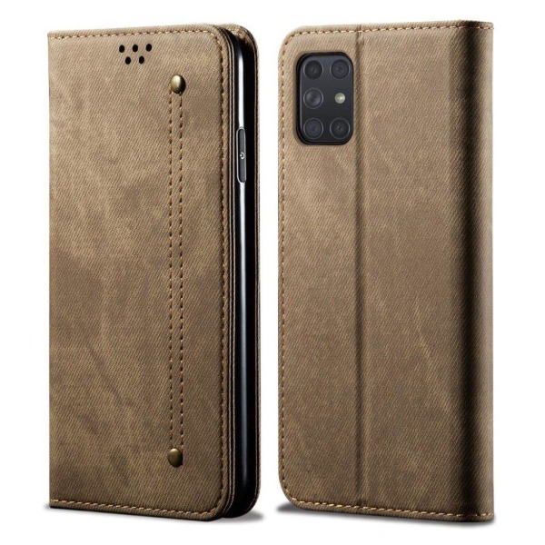 Jeans Samsung Galaxy A72 5G flip etui - khaki Brown