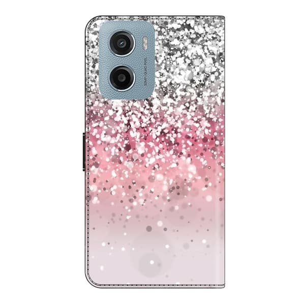 Motorola Moto E15 4G Fodral Magnetic Clasp 3D Pattern Läder Plånbok Telefonskal - Gradient Rosa