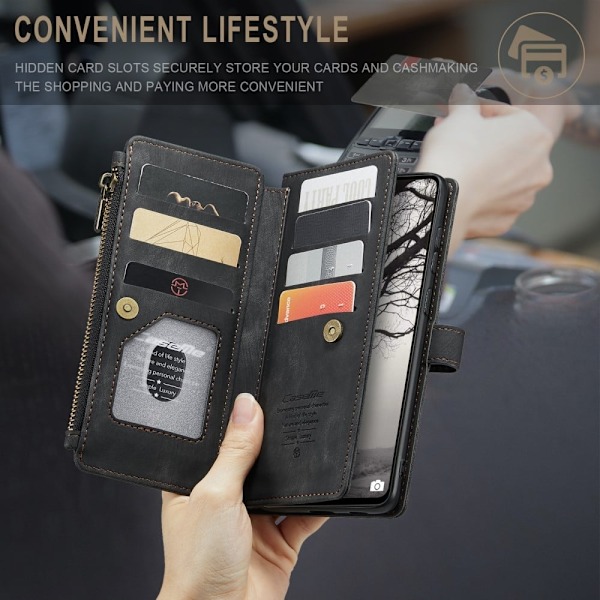 CaseMe Samsung Galaxy A53 5G etui med lynlås og pung - Sort Black