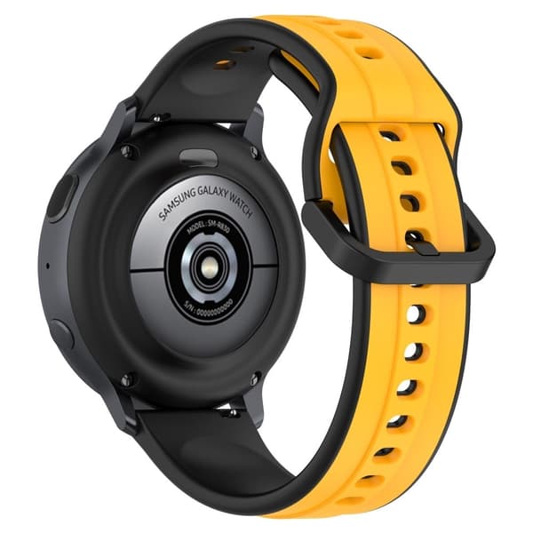 20 mm universal silikonerem i to farver - Gul / Sort Yellow