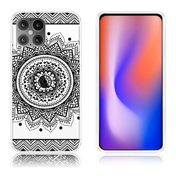 Deco iPhone 12 Mini Etui - Blomst Mønster Black