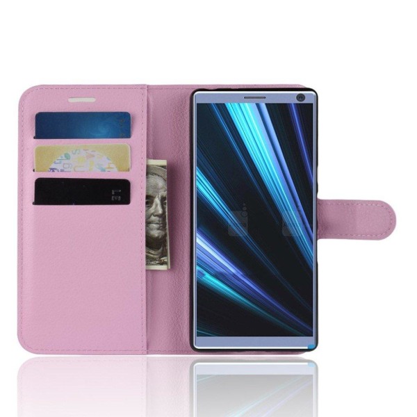 Sony Xperia 10 litchi læder etui - Lyserød Pink