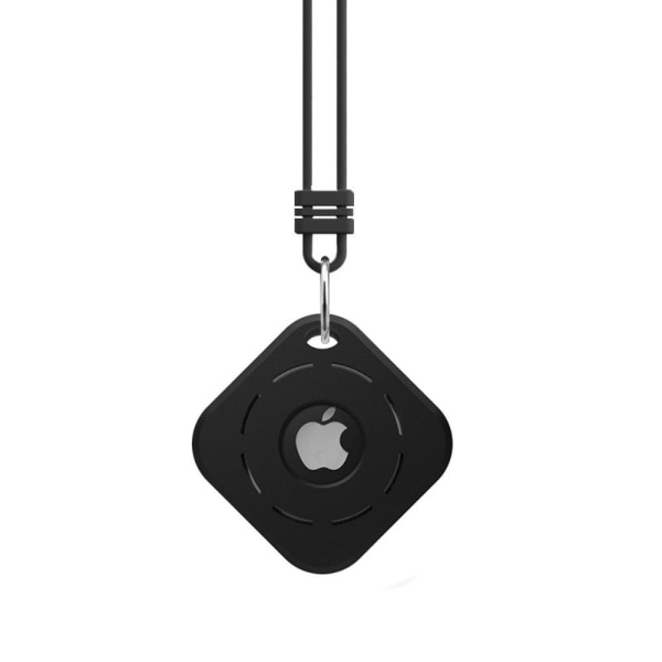 AirTags silicone case with rope and key ring - Black Svart