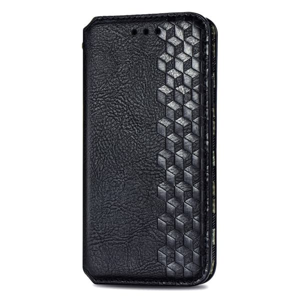 Læder Etui med A Stilfuldt Rhombus Tryk til Motorola Edge 30 Neo - Sort Black