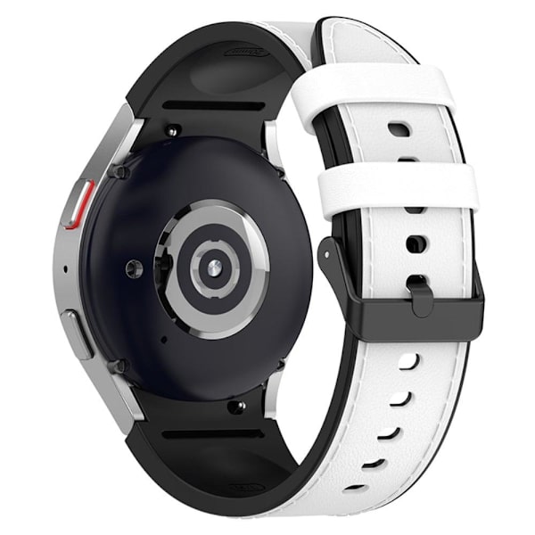 Samsung Galaxy Watch 5 / 4 / 3 (41mm) silikone i læder urrem med sort spænde - Sort Størrelse: L White